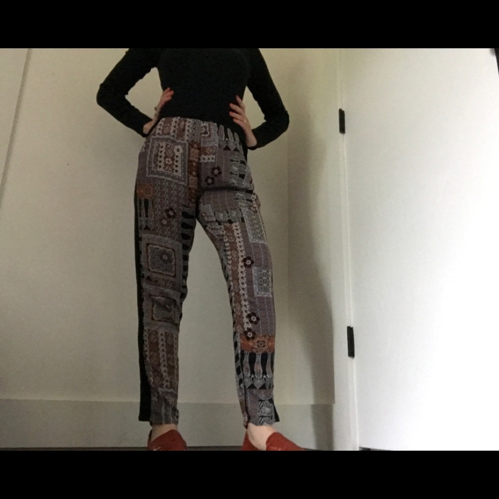 Bohemian Pant 90’s Style Hippie Chic Dark Print - Picture 8 of 12